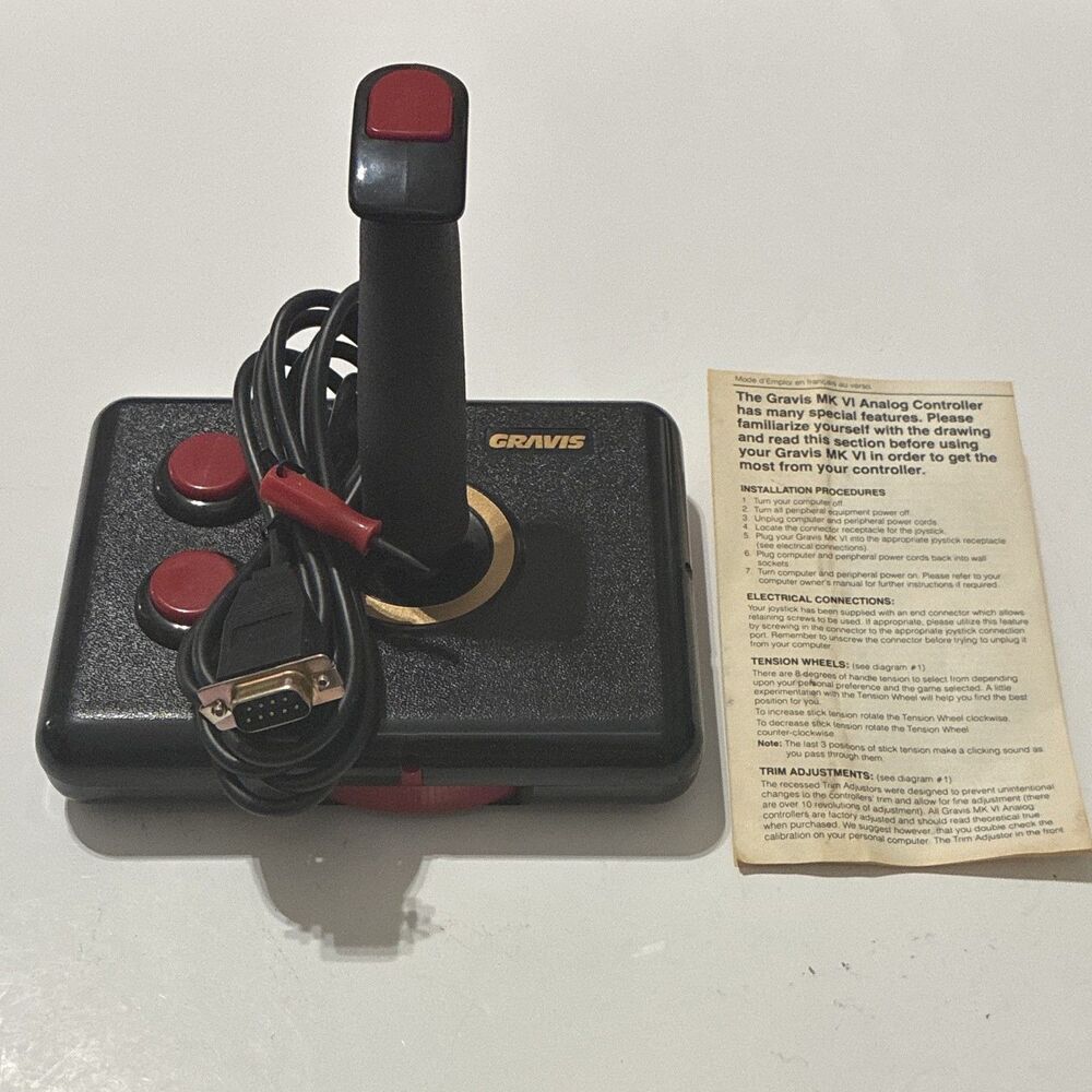 Vintage Advanced Gravis MK VI Analog Joystick Apple II Open Box w/ Box Manual
